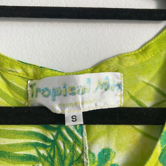 Vintage Tropical Mi Hawaiian Aloha fish print short sleeve maxi midi dress  S - Picture 4 of 6